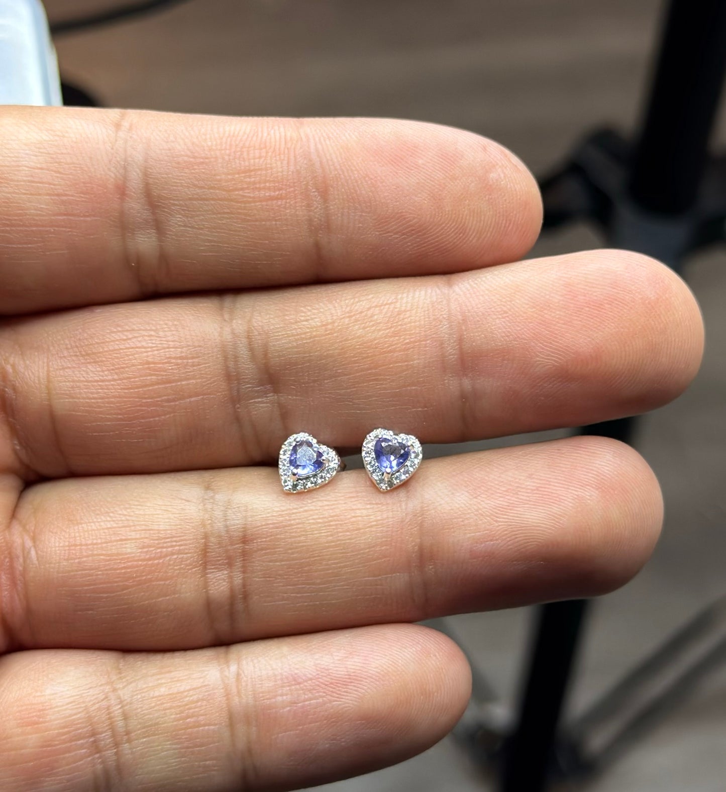Aros corazón circón lila