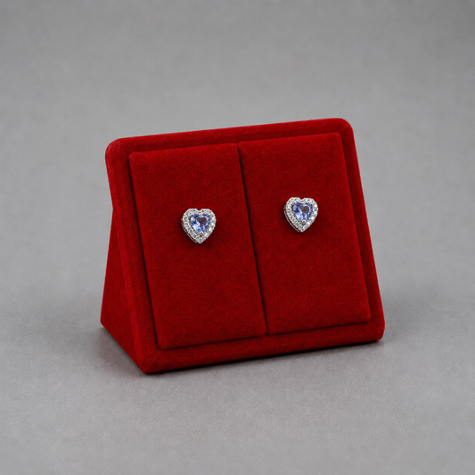 Aros corazón circón lila
