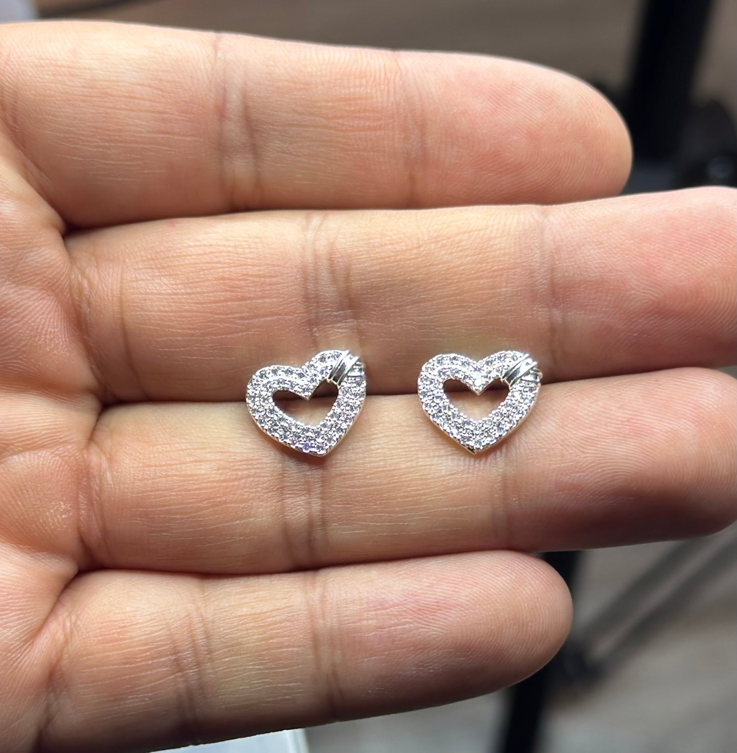 Aros corazón microcircon plata 925